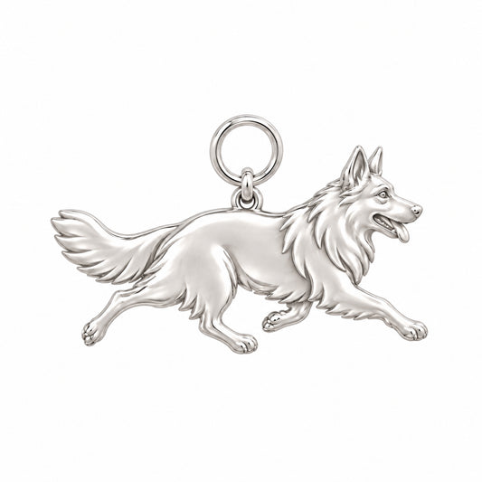 German Shepherd - long coat — Little Joy Charm and Polyester Cord Bracelet Set — Silver