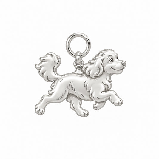 Goldendoodle - mini — Little Joy Charm and Polyester Cord Bracelet Set — Silver