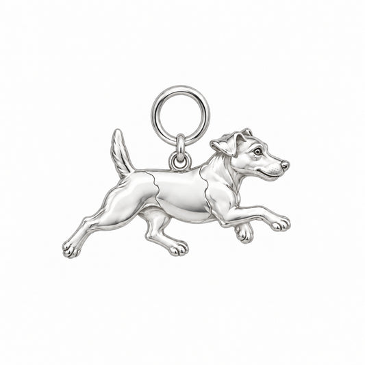 Jack Russell Terrier — Little Joy Charm and Polyester Cord Bracelet Set — Silver