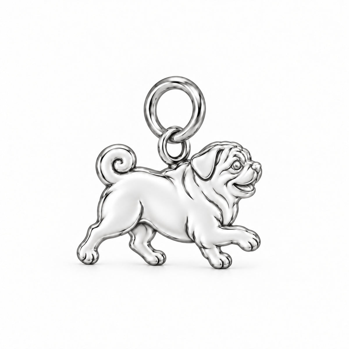 Pug — Little Joy Charm and Polyester Cord Bracelet Set — Silver