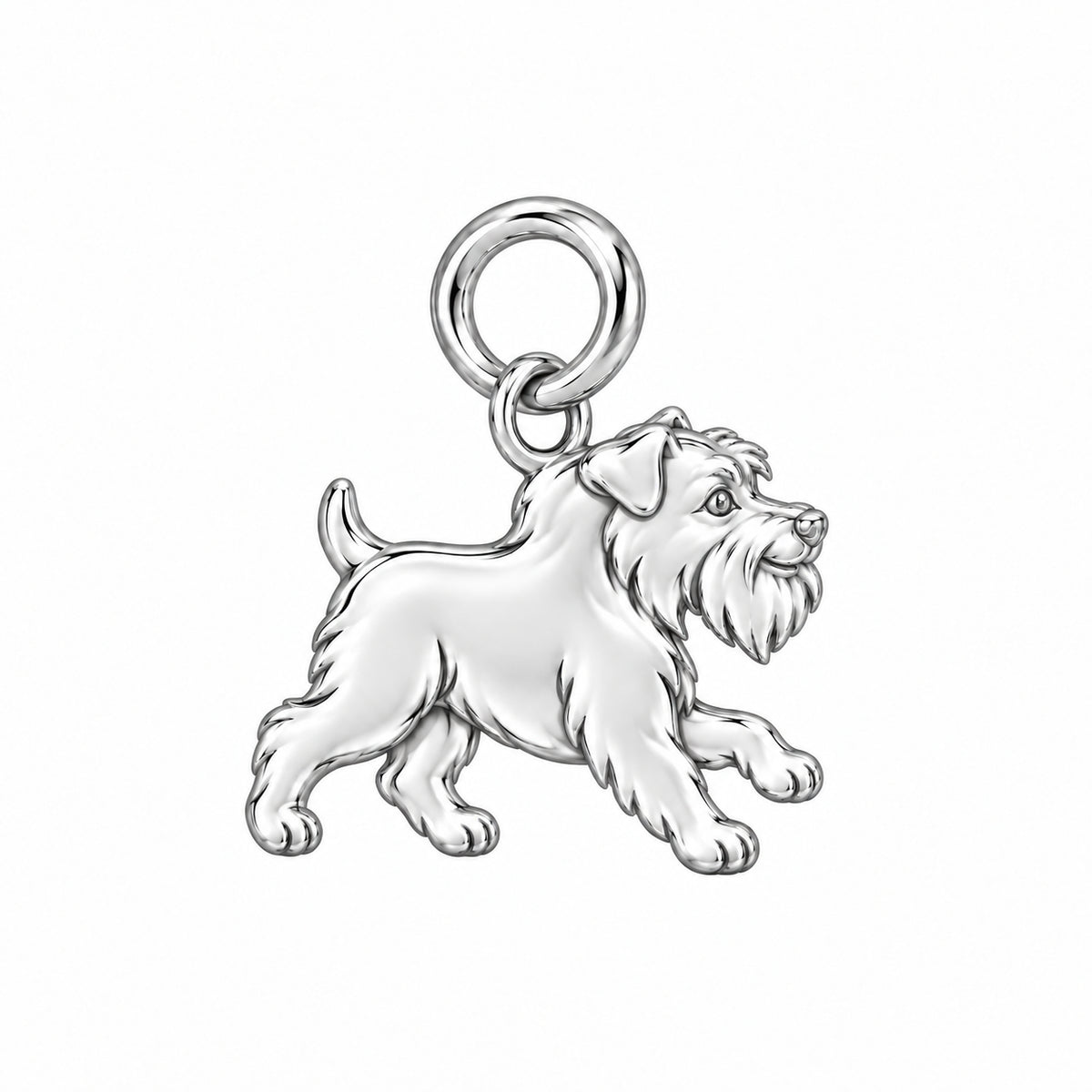 Schnauzer - Miniature, natural ears — Little Joy Charm and Polyester Cord Bracelet Set — Silver