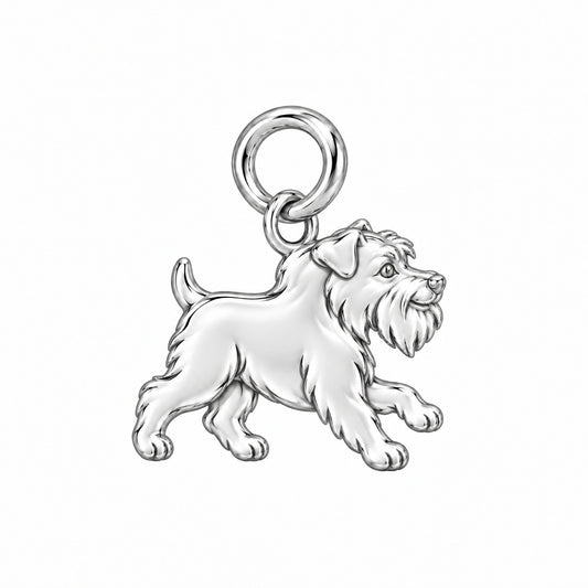 Schnauzer - Miniature, natural ears — Little Joy Charm and Polyester Cord Bracelet Set — Silver