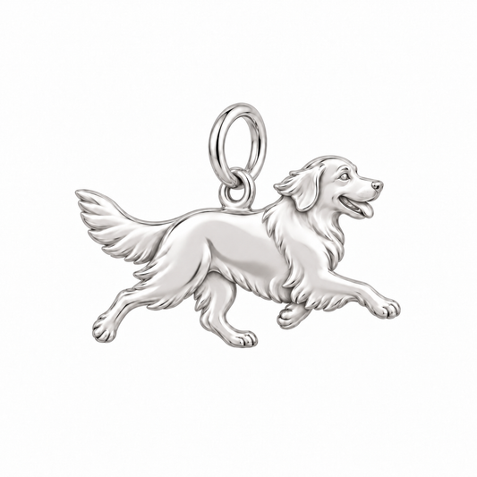 Little Joy Golden Retriever charm — silver metal relief
