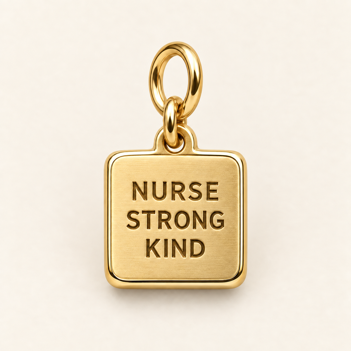 Nurse Strong Kind Engraved Square Charm | gold | 32fc2c48b4f13568c8bb48a9b68b91450d8cdfafdea20a9bd6096ac2c5ef2be7