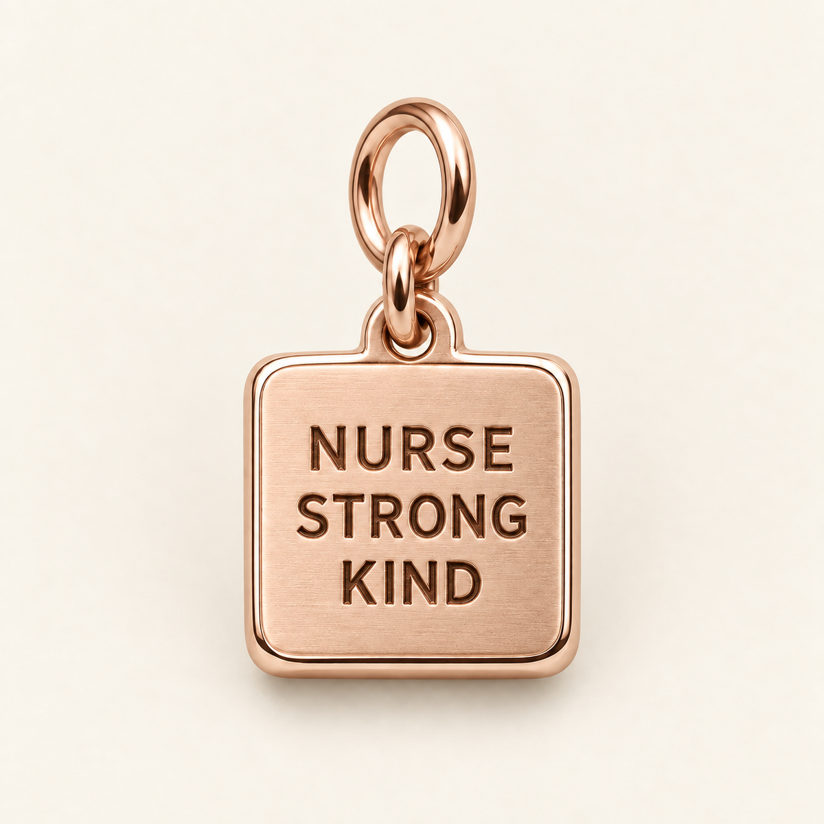 Nurse Strong Kind Engraved Square Charm | rose | 8f1483f5421e748afb6e0241e7595449b644240b649b10f7d94be951720055f0