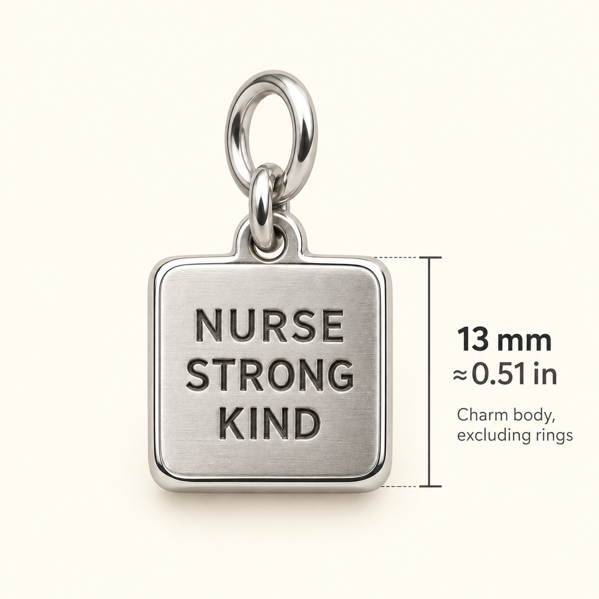 Nurse Strong Kind Engraved Square Charm | size | 6290d61f2ea23b8fb0119c777a4645a033ce7fb50fa462d5d2de2c1ee5fa24f8