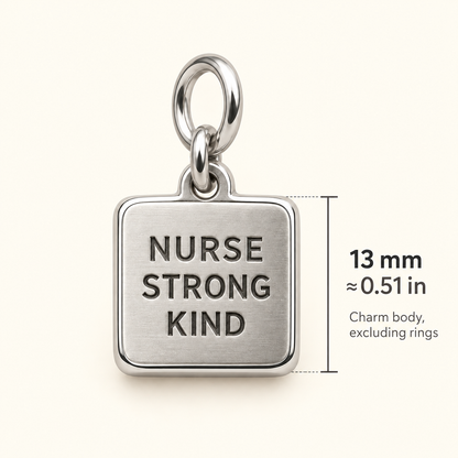 Nurse Strong Kind Engraved Square Charm | size | 6290d61f2ea23b8fb0119c777a4645a033ce7fb50fa462d5d2de2c1ee5fa24f8