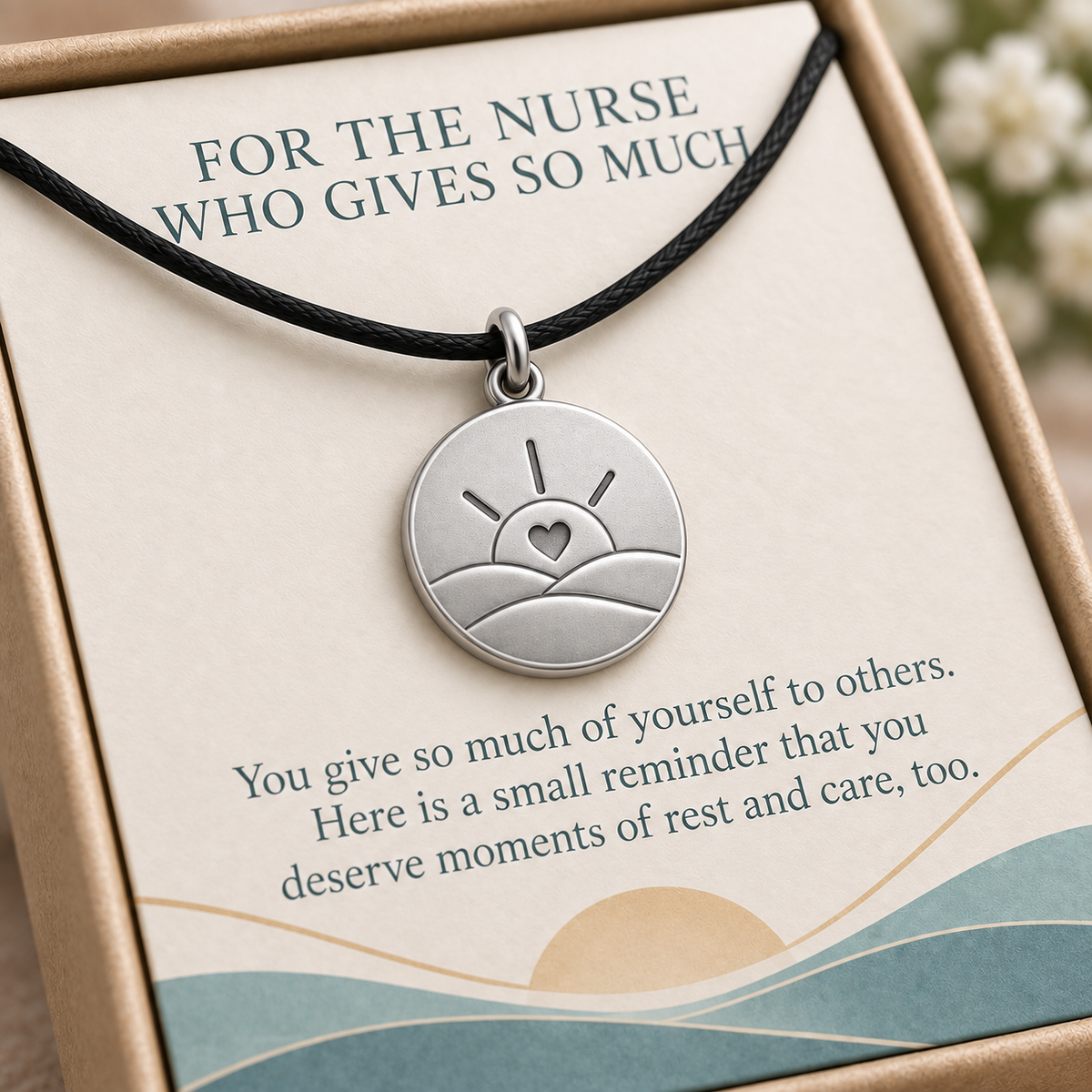Nurse Rest and Care Sunrise Charm Gift | macro | bdc71ef47611d8346648ca6165849d96c90d89b7297a1273a6b65f95db7e8c8e