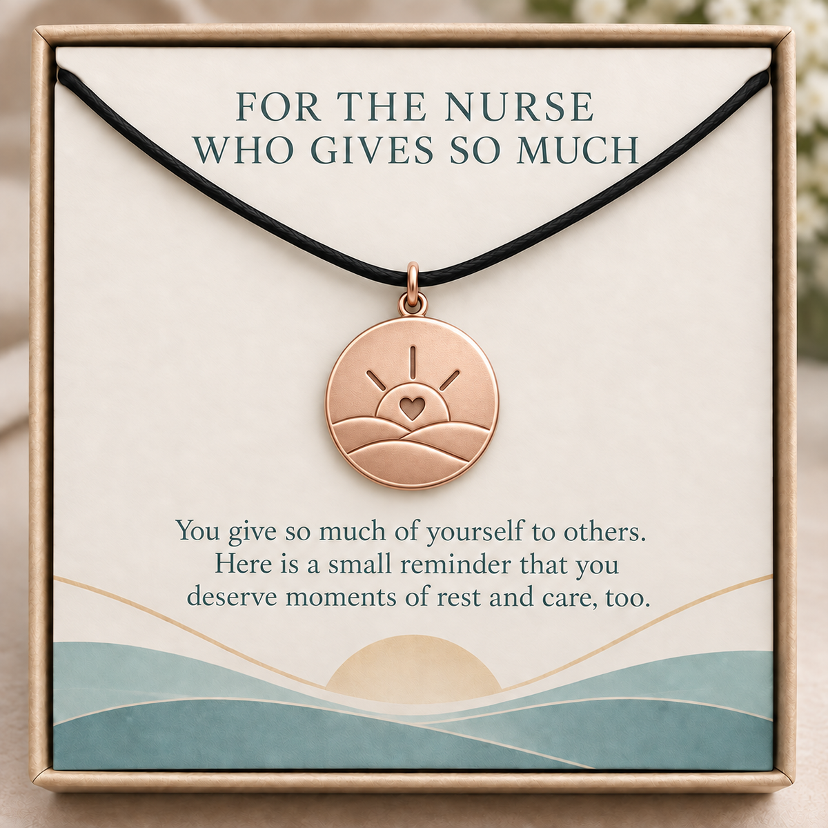 Nurse Rest and Care Sunrise Charm Gift | rose | 6b033b8771f0269cce123108741e2444eeff99513248f8ceccb6e1f67396ec26