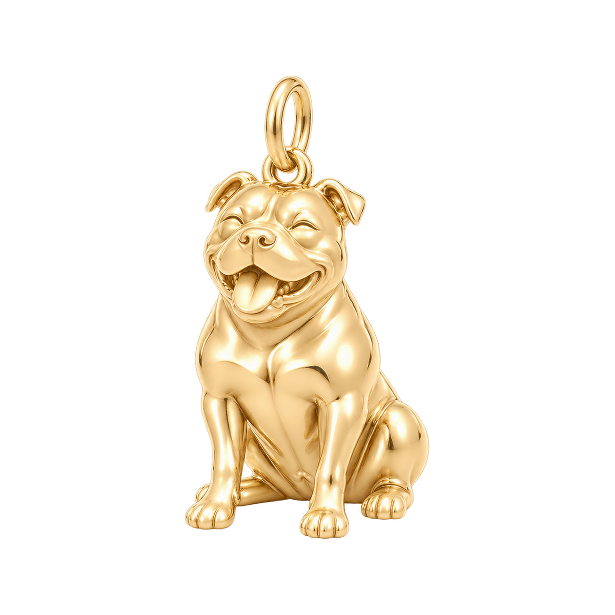 American Bully — Happy Pup Charm and Polyester Cord Bracelet Set — Gold