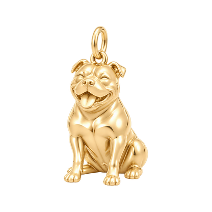 American Bully — Happy Pup Charm and Polyester Cord Bracelet Set — Gold