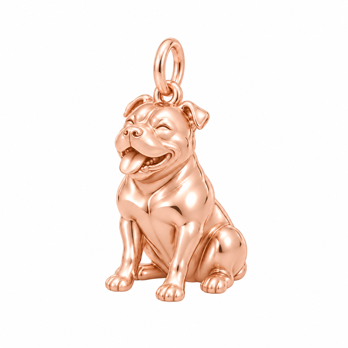 American Bully — Happy Pup Charm and Polyester Cord Bracelet Set — Rose Gold