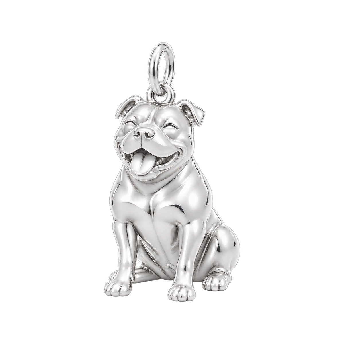 American Bully — Happy Pup Charm and Polyester Cord Bracelet Set — Silver