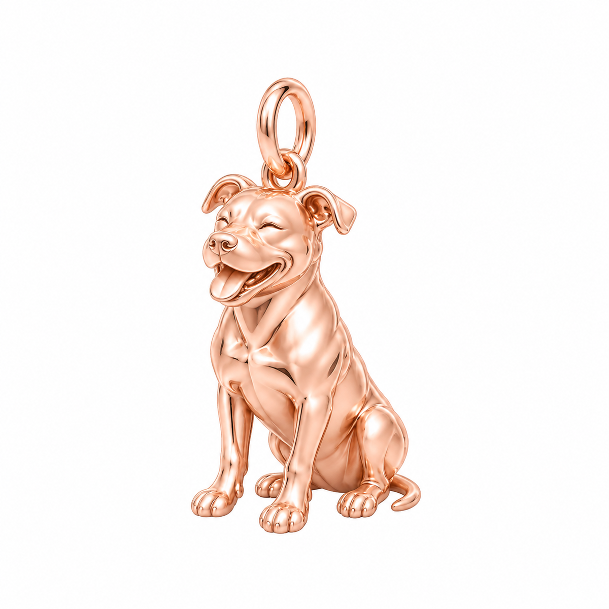 American Staffordshire Terrier — Happy Pup Charm and Polyester Cord Bracelet Set — Rose Gold