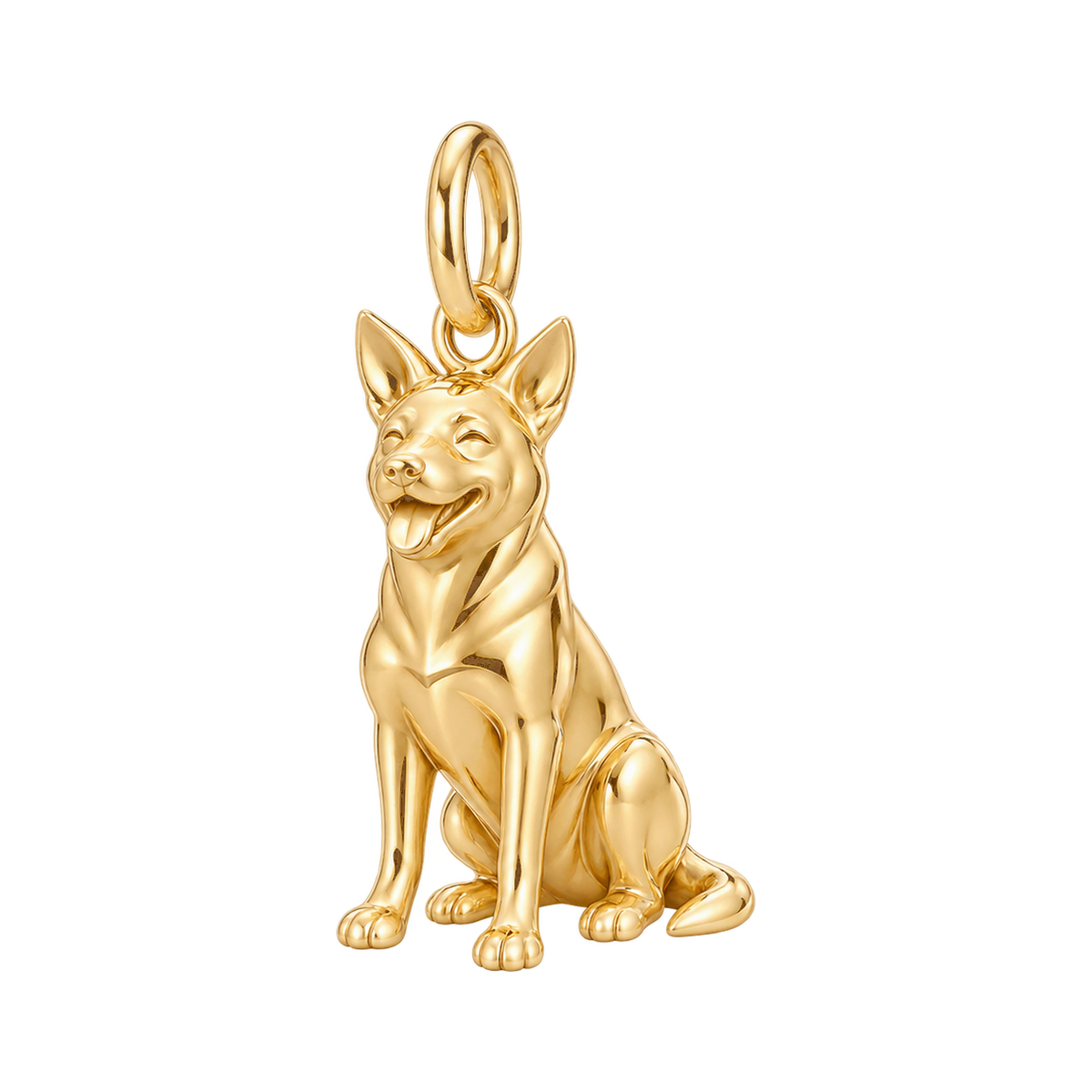 Australian Cattle Dog — Happy Pup Charm and Polyester Cord Bracelet Set — Gold