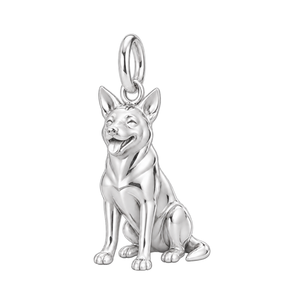Australian Cattle Dog — Happy Pup Charm and Polyester Cord Bracelet Set — Silver