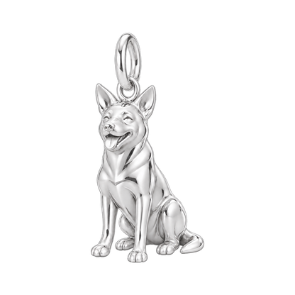 Australian Cattle Dog — Happy Pup Charm and Polyester Cord Bracelet Set — Silver
