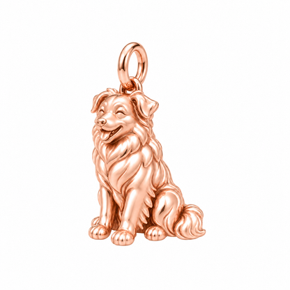Australian Shepherd — Happy Pup Charm and Polyester Cord Bracelet Set — Rose Gold