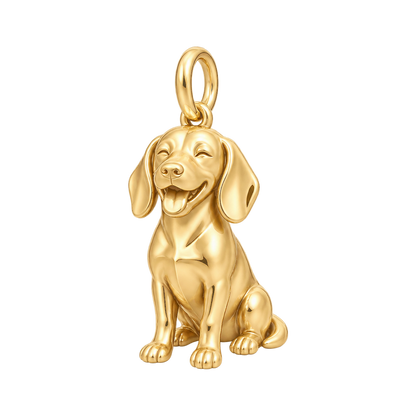 Beagle — Happy Pup Charm and Polyester Cord Bracelet Set — Gold