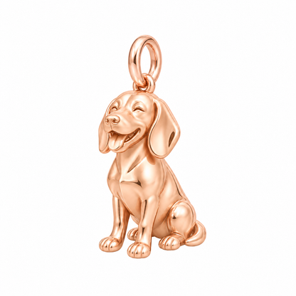 Beagle — Happy Pup Charm and Polyester Cord Bracelet Set — Rose Gold