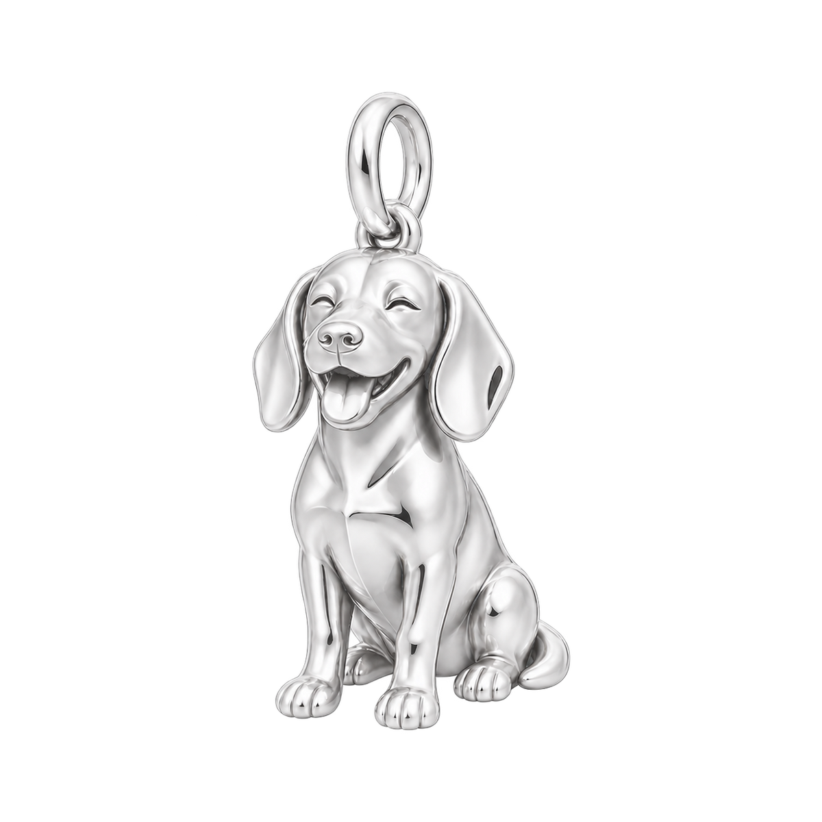 Beagle — Happy Pup Charm and Polyester Cord Bracelet Set — Silver