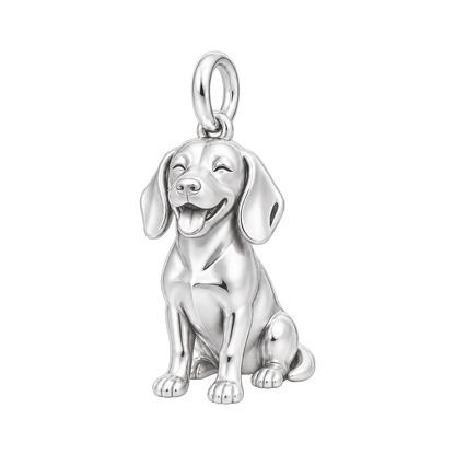Beagle — Happy Pup Charm and Polyester Cord Bracelet Set — Silver