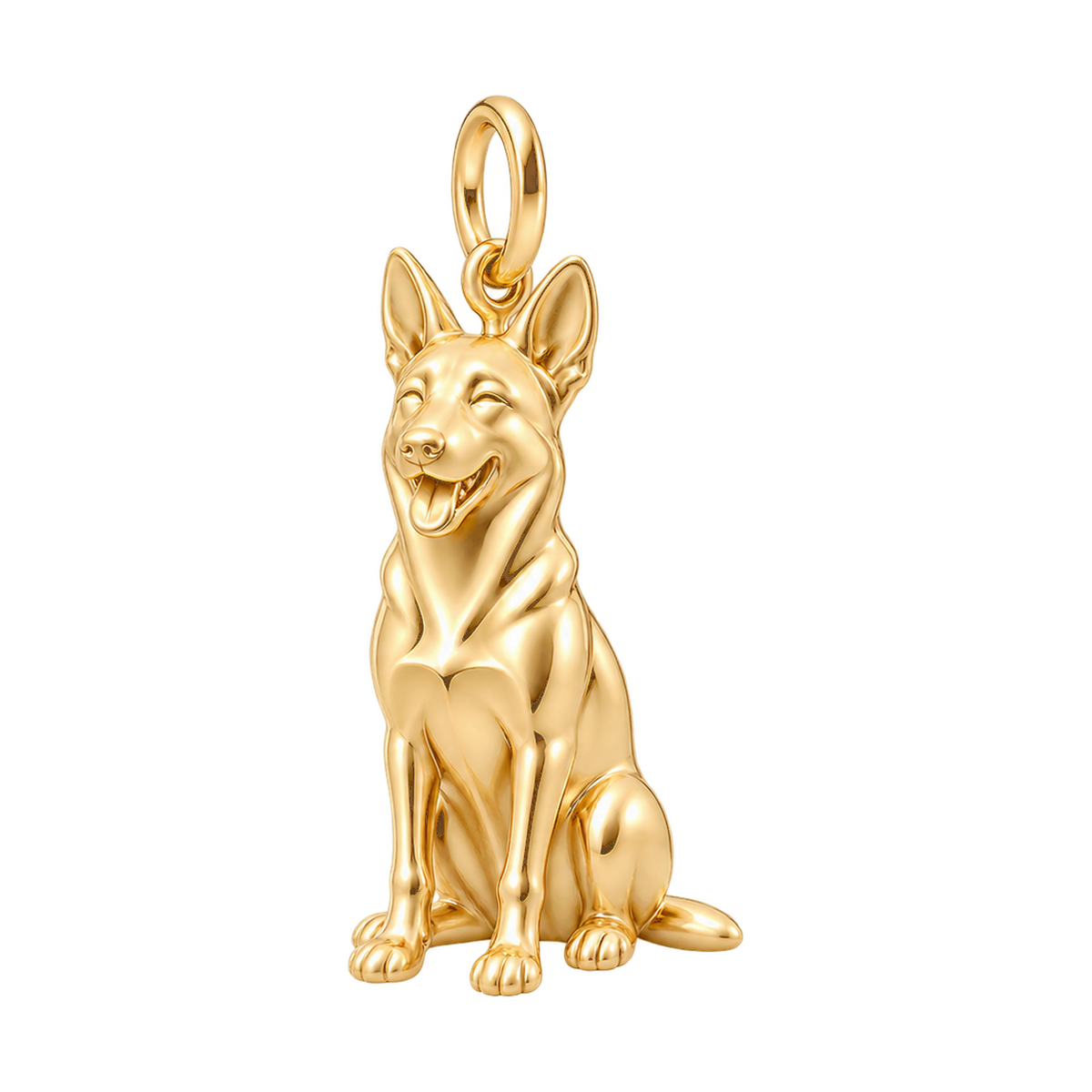 Belgian Malinois — Happy Pup Charm and Polyester Cord Bracelet Set — Gold