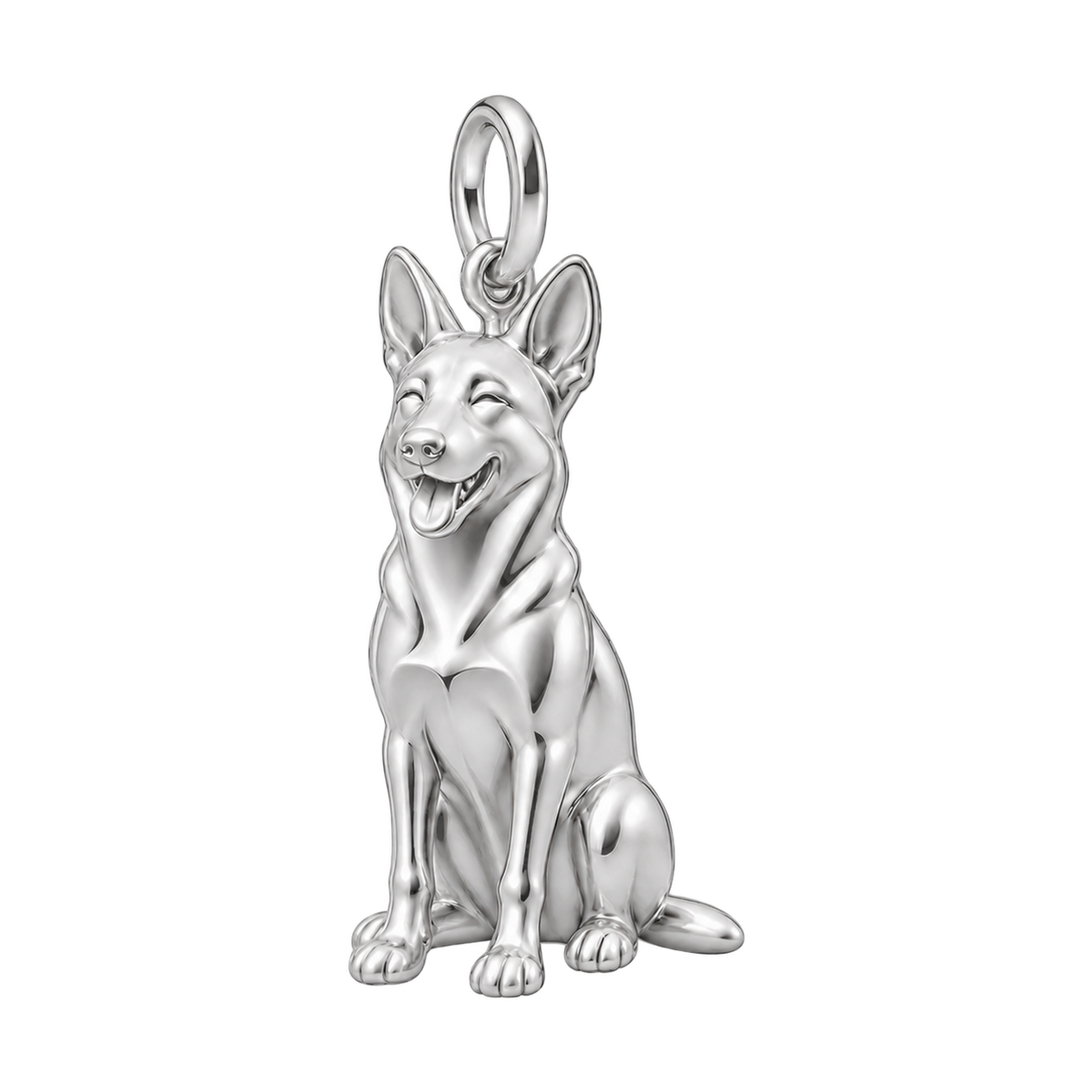 Belgian Malinois — Happy Pup Charm and Polyester Cord Bracelet Set — Silver