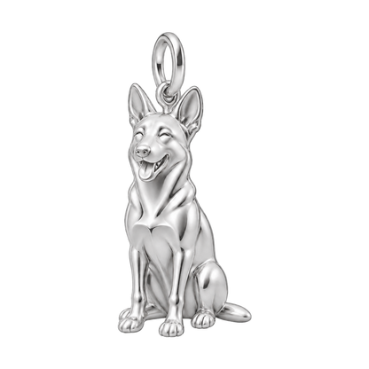 Belgian Malinois — Happy Pup Charm and Polyester Cord Bracelet Set — Silver