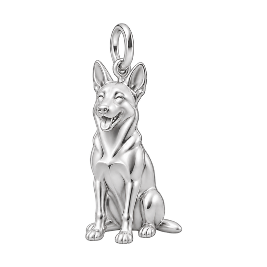 Belgian Malinois — Happy Pup Charm and Polyester Cord Bracelet Set — Silver