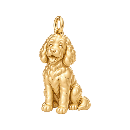 Bernedoodle — Happy Pup Charm and Polyester Cord Bracelet Set — Gold