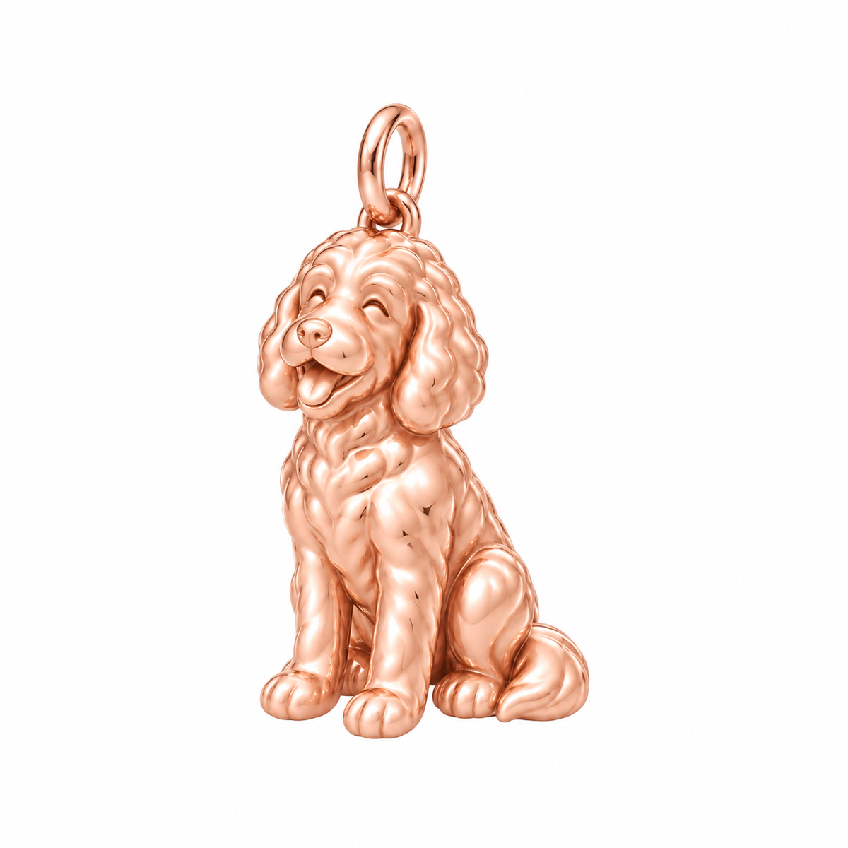 Bernedoodle — Happy Pup Charm and Polyester Cord Bracelet Set — Rose Gold