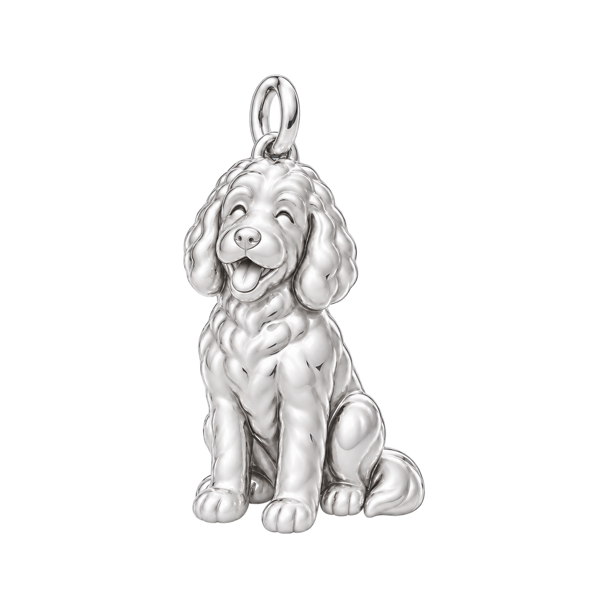Bernedoodle — Happy Pup Charm and Polyester Cord Bracelet Set — Silver