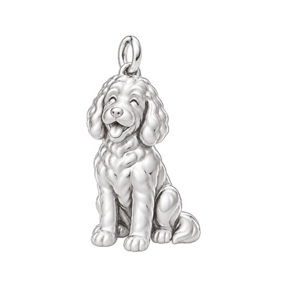 Bernedoodle — Happy Pup Charm and Polyester Cord Bracelet Set — Silver