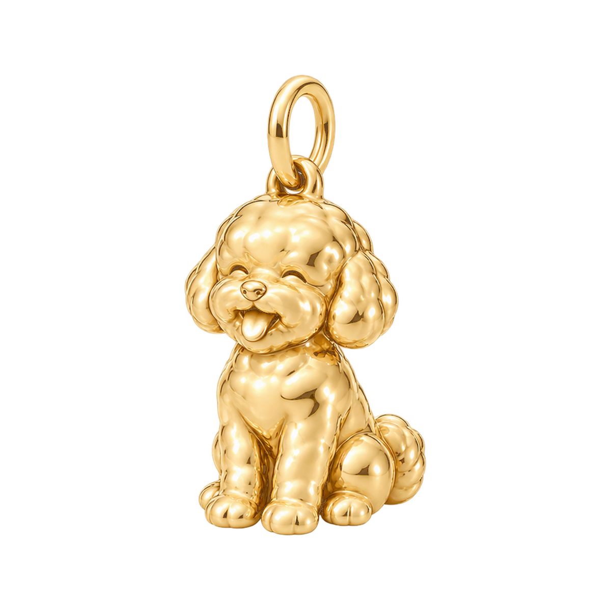 Bichon Frise — Happy Pup Charm and Polyester Cord Bracelet Set — Gold