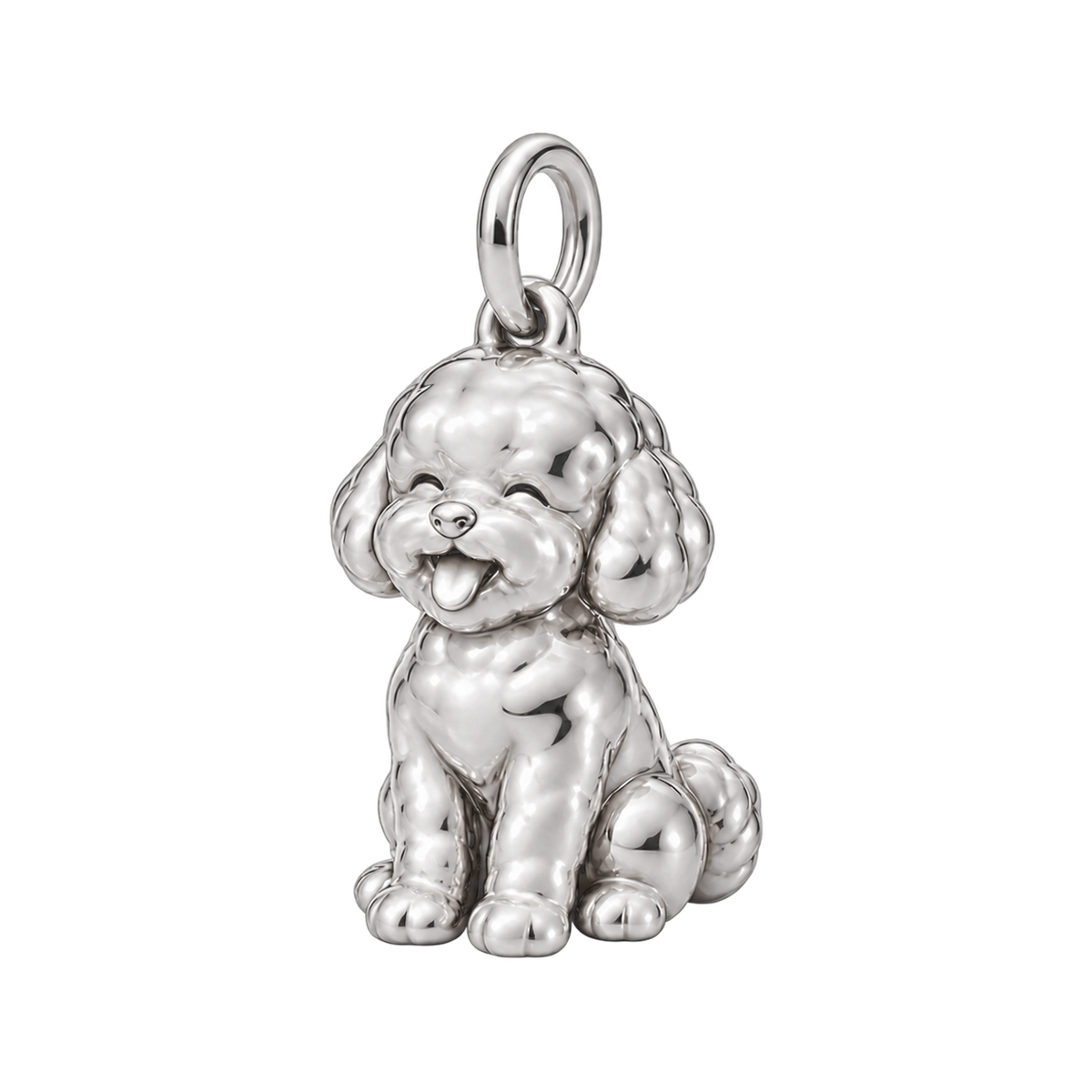 Bichon Frise — Happy Pup Charm and Polyester Cord Bracelet Set — Silver