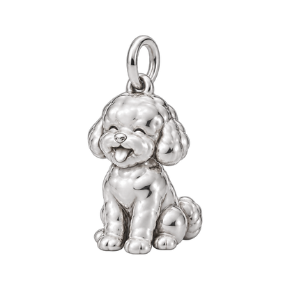 Bichon Frise — Happy Pup Charm and Polyester Cord Bracelet Set — Silver