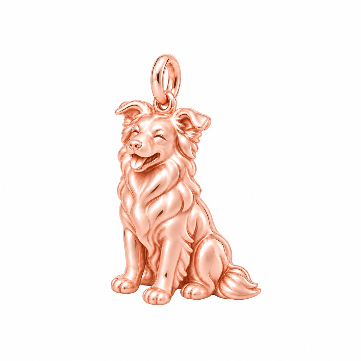 Border Collie - rough coat — Happy Pup Charm and Polyester Cord Bracelet Set — Rose Gold