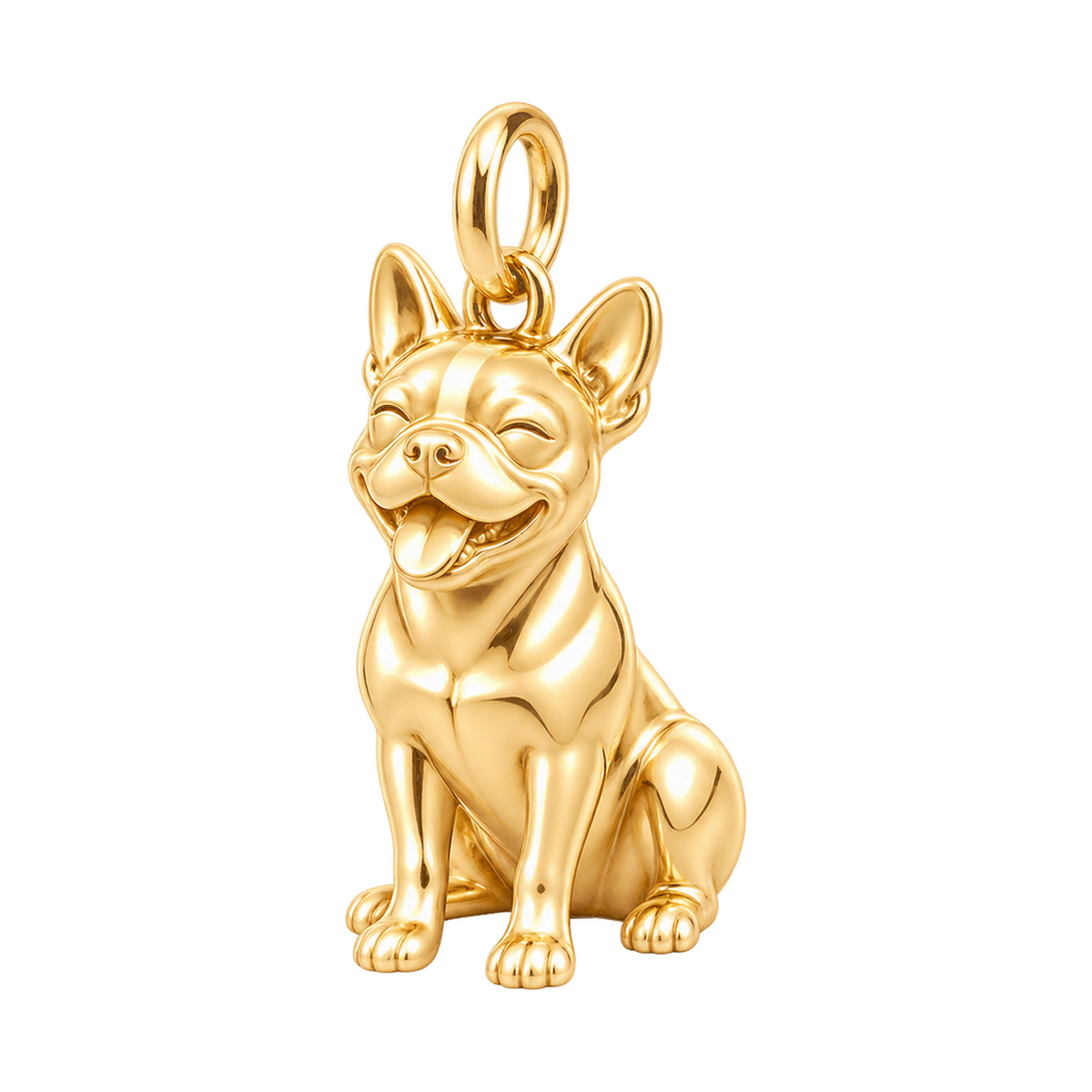 Boston Terrier — Happy Pup Charm and Polyester Cord Bracelet Set — Gold