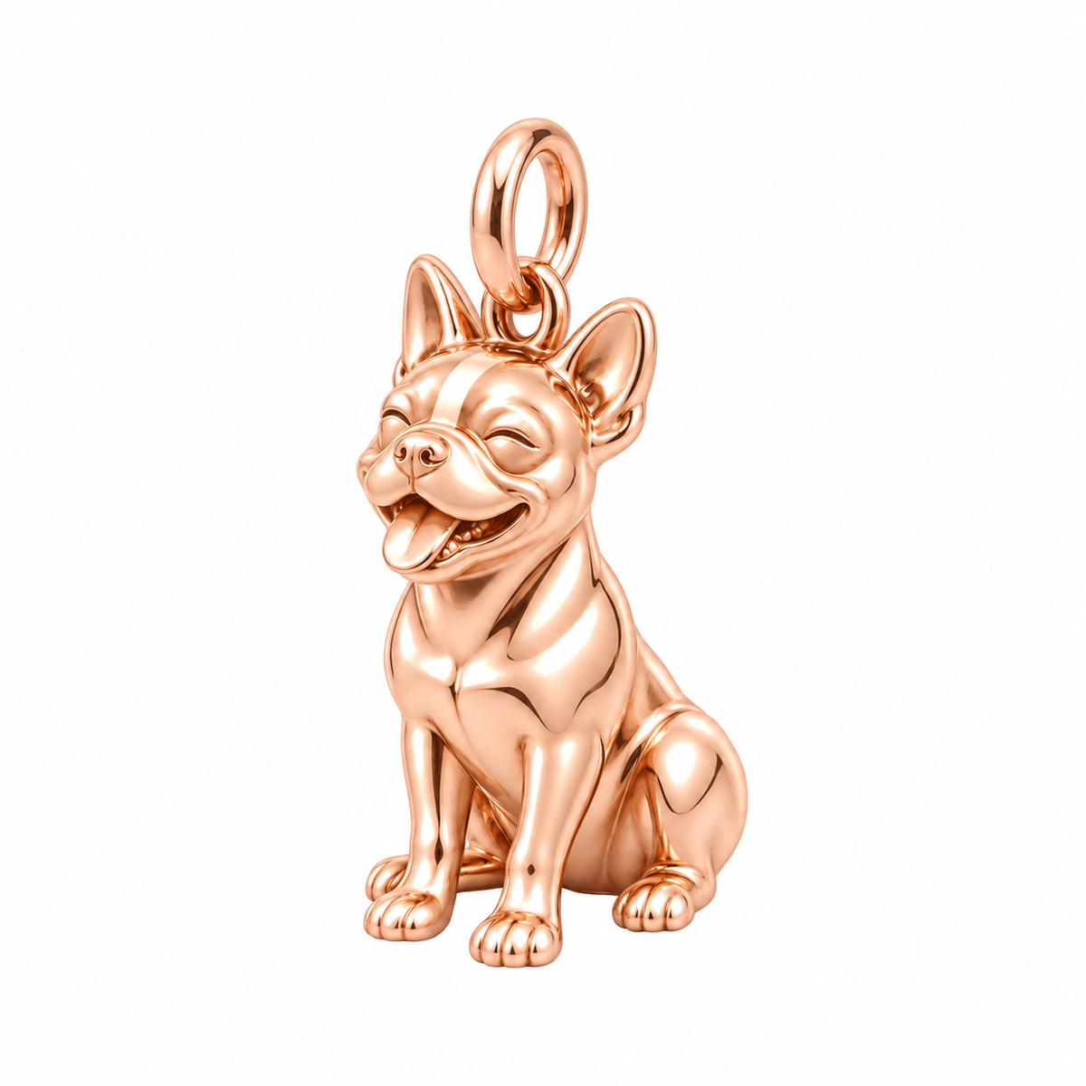 Boston Terrier — Happy Pup Charm and Polyester Cord Bracelet Set — Rose Gold