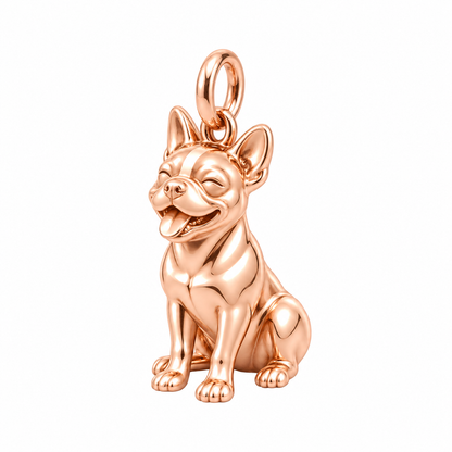 Boston Terrier — Happy Pup Charm and Polyester Cord Bracelet Set — Rose Gold