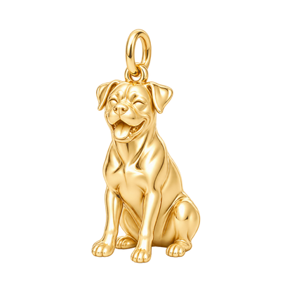 Boxer — Happy Pup Charm and Polyester Cord Bracelet Set — Gold