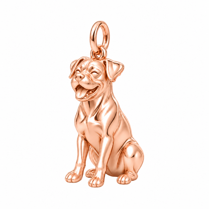 Boxer — Happy Pup Charm and Polyester Cord Bracelet Set — Rose Gold