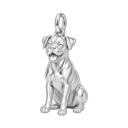 Boxer — Happy Pup Charm and Polyester Cord Bracelet Set — Silver
