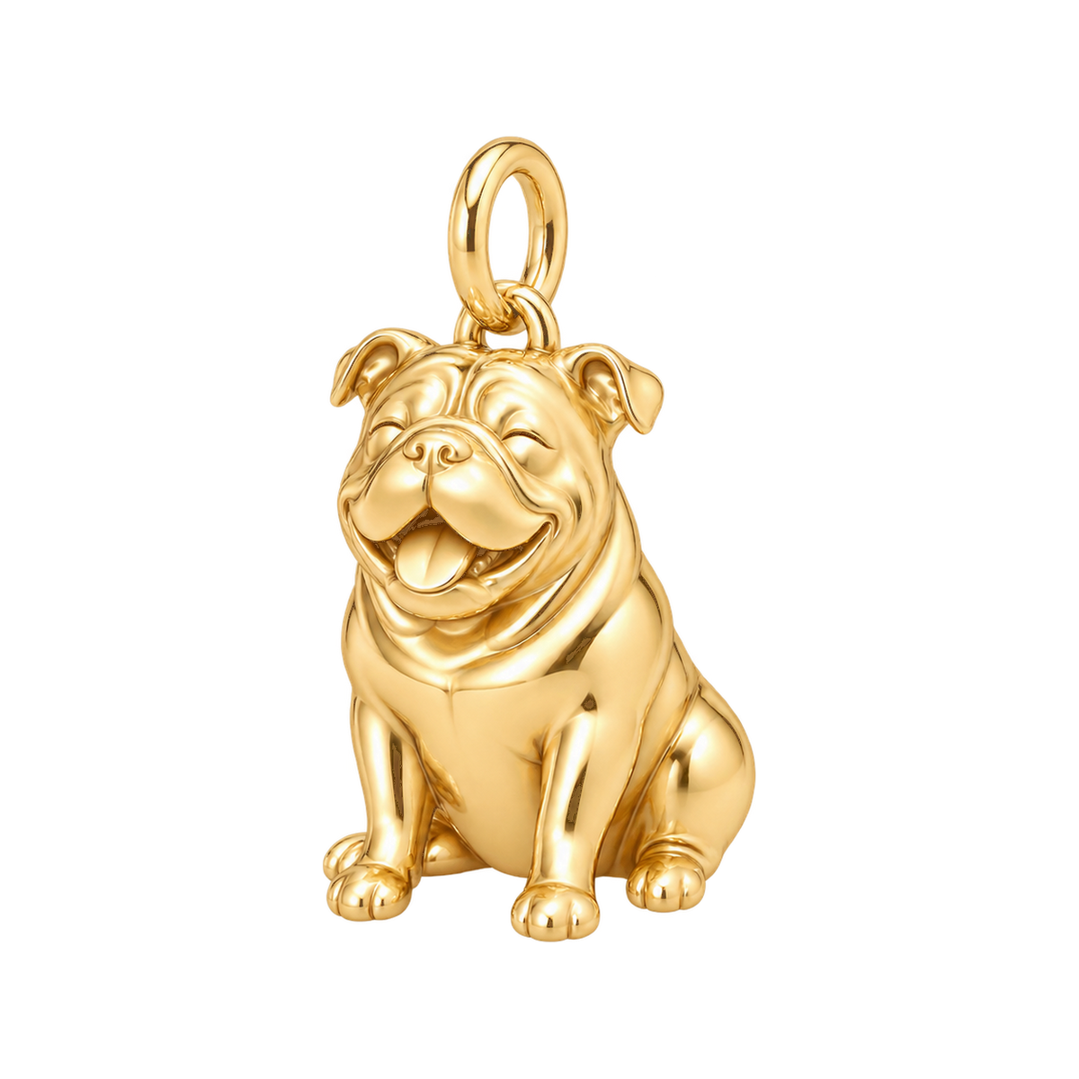 Bulldog — Happy Pup Charm and Polyester Cord Bracelet Set — Gold