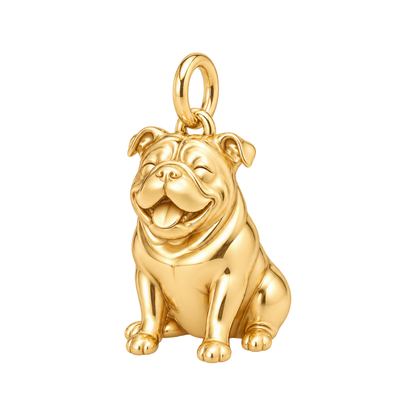 Bulldog — Happy Pup Charm and Polyester Cord Bracelet Set — Gold