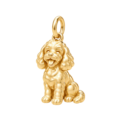 Cavapoo — Happy Pup Charm and Polyester Cord Bracelet Set — Gold