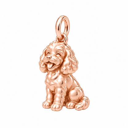Cavapoo — Happy Pup Charm and Polyester Cord Bracelet Set — Rose Gold