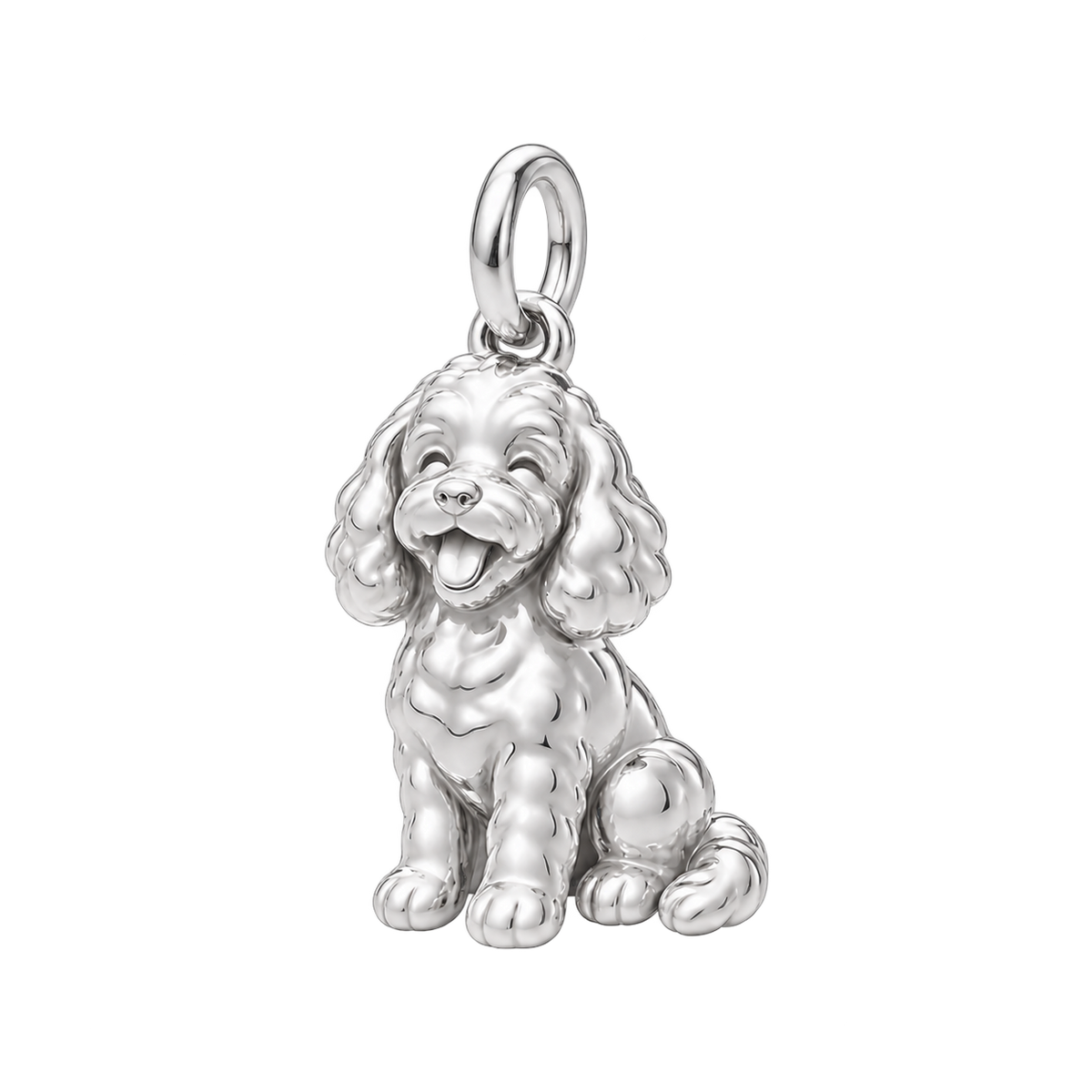 Cavapoo — Happy Pup Charm and Polyester Cord Bracelet Set — Silver