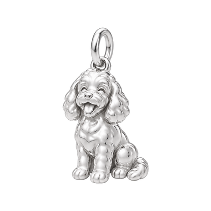 Cavapoo — Happy Pup Charm and Polyester Cord Bracelet Set — Silver